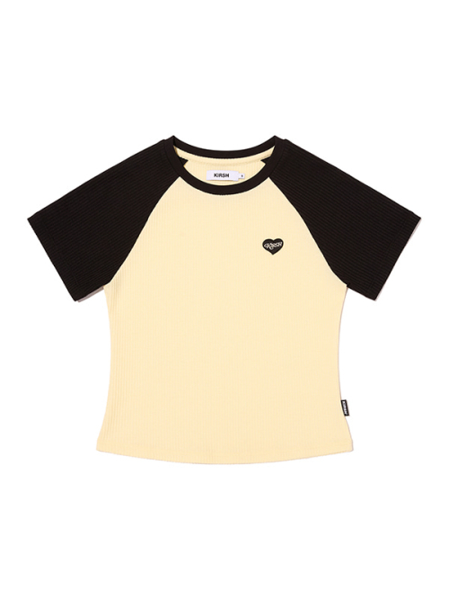 COLOR-MIX RAGLAN WAFFLE T-SHIRT(BLACK)