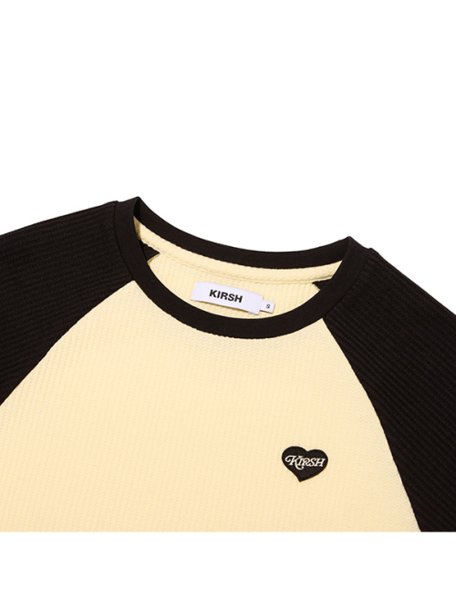 COLOR-MIX RAGLAN WAFFLE T-SHIRT(BLACK)