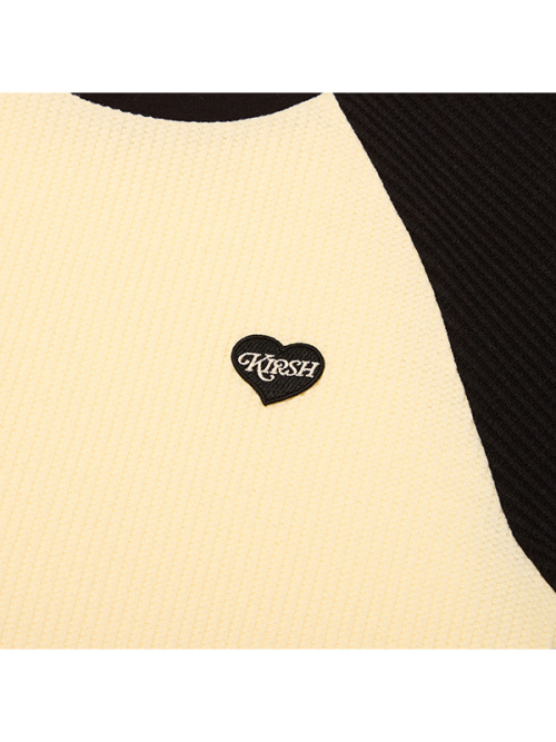 COLOR-MIX RAGLAN WAFFLE T-SHIRT(BLACK)