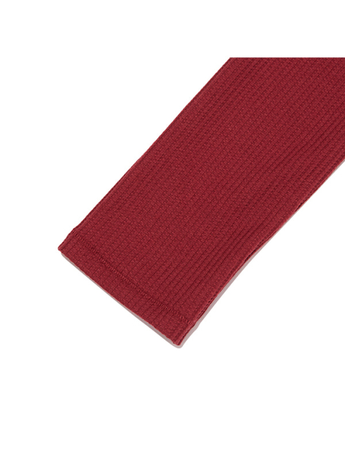 COLOR-MIX RAGLAN WAFFLE LONG SLEEVE(DEEP RED)