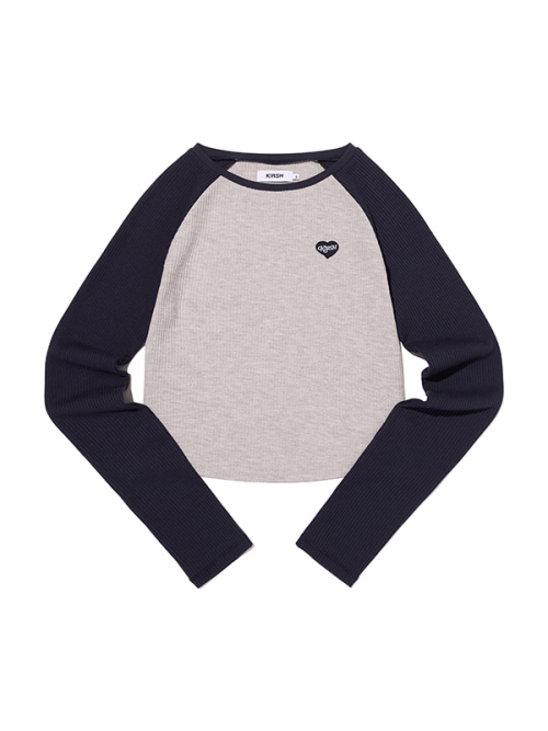 COLOR-MIX RAGLAN WAFFLE LONG SLEEVE(DARK NAVY)