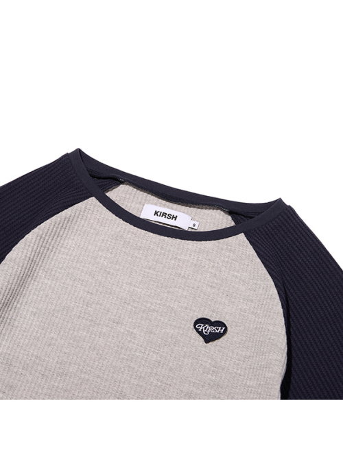 COLOR-MIX RAGLAN WAFFLE LONG SLEEVE(DARK NAVY)