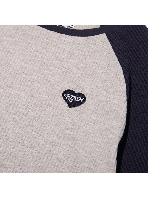 COLOR-MIX RAGLAN WAFFLE LONG SLEEVE(DARK NAVY)