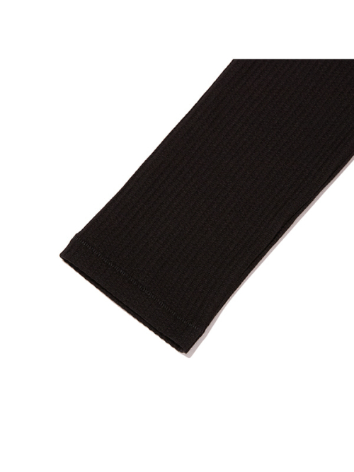 COLOR-MIX RAGLAN WAFFLE LONG SLEEVE(BLACK)
