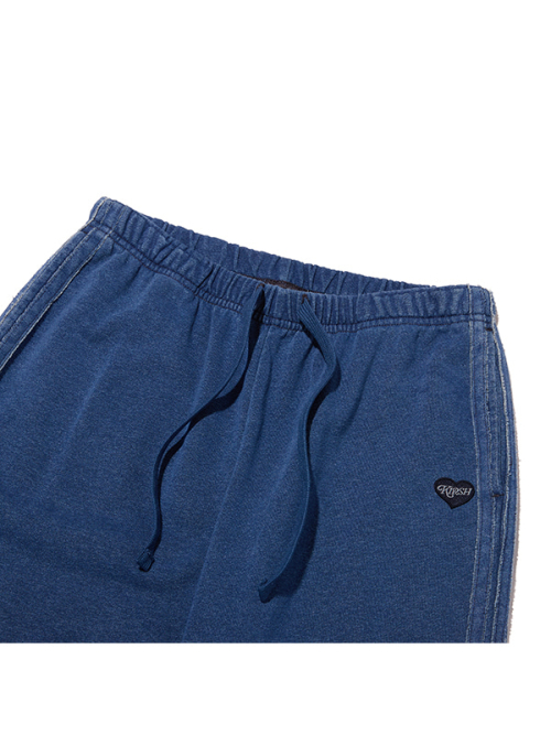 TRACK DENIM SWEAT FLARE PANTS(BLUE)