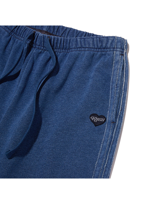 TRACK DENIM SWEAT FLARE PANTS(BLUE)