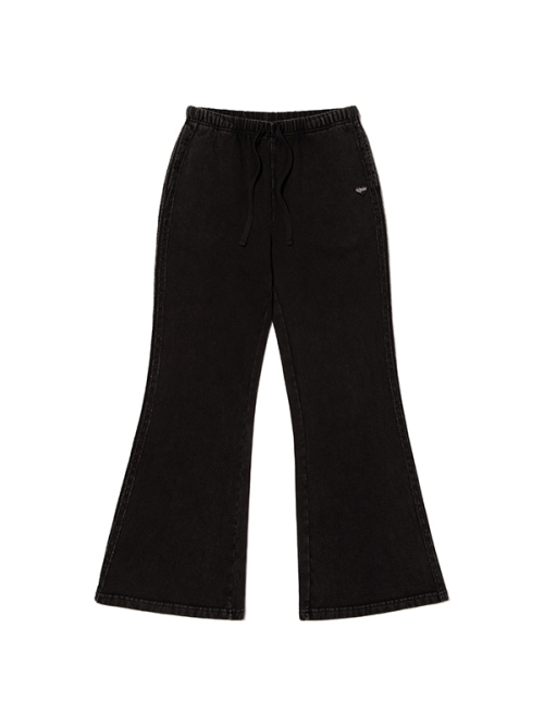 TRACK DENIM SWEAT FLARE PANTS(BLACK)