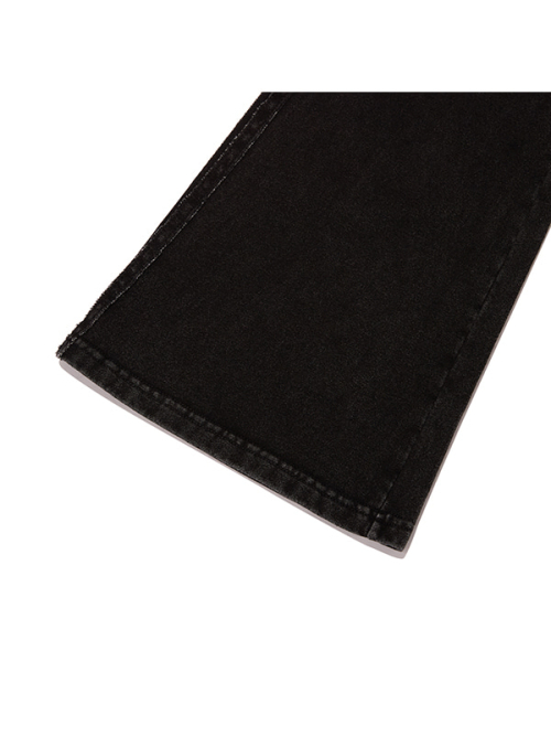 TRACK DENIM SWEAT FLARE PANTS(BLACK)