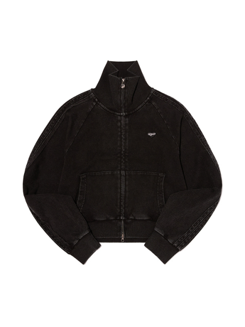 TRACK DENIM SWEAT ZIP-UP(BLACK)