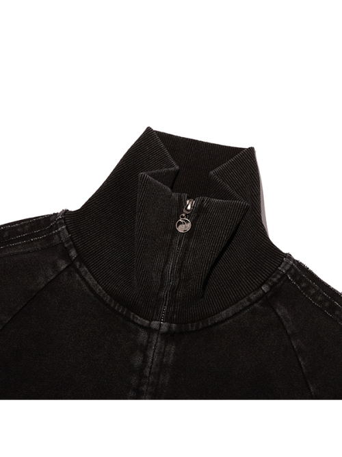 TRACK DENIM SWEAT ZIP-UP(BLACK)