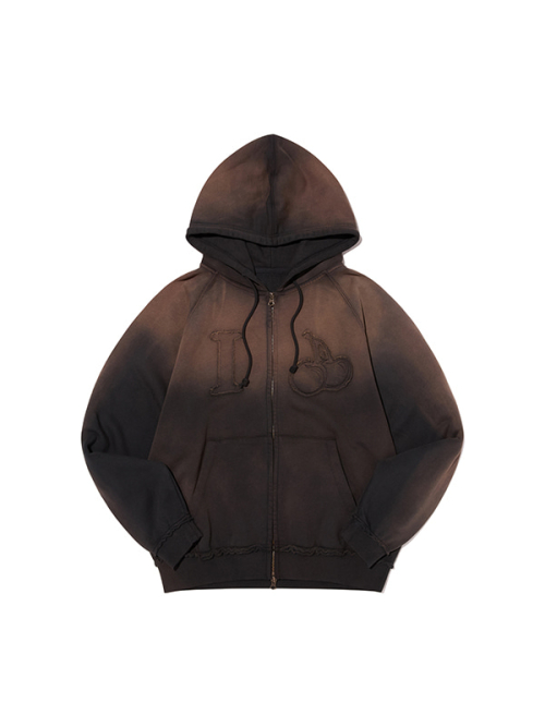 PIGMENT LOOSE-FIT HOODED ZIP-UP(DEEP CHARCOAL)