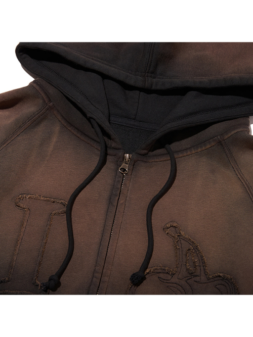 PIGMENT LOOSE-FIT HOODED ZIP-UP(DEEP CHARCOAL)