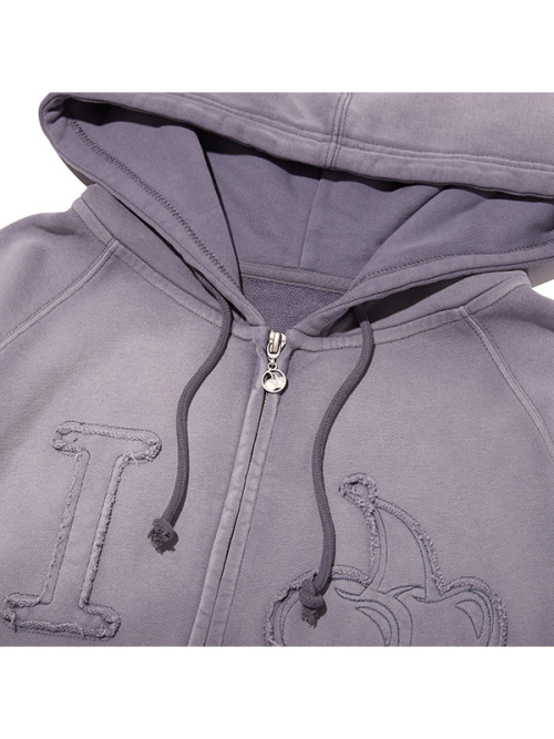 PIGMENT LOOSE-FIT HOODED ZIP-UP(BLUE)
