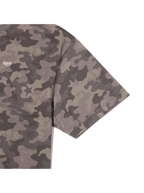 CHERRY CAMO LOOSE FIT T-SHIRT(BLACK)
