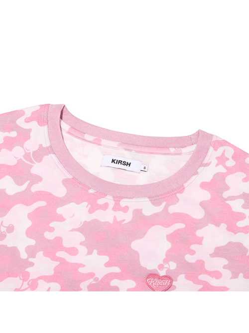 CHERRY CAMO RINGER T-SHIRT(LIGHT PINK)