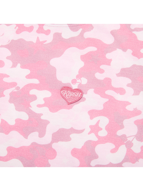 CHERRY CAMO RINGER T-SHIRT(LIGHT PINK)