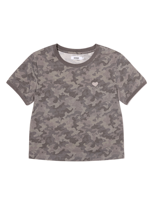 CHERRY CAMO RINGER T-SHIRT(BLACK)