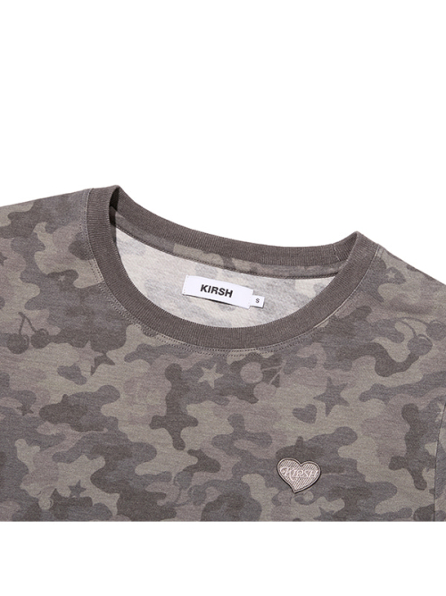 CHERRY CAMO RINGER T-SHIRT(BLACK)