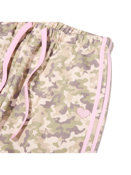 CHERRY CAMO TRACK FLARE PANTS(LIGHT KHAKI)