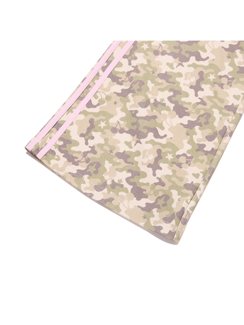 CHERRY CAMO TRACK FLARE PANTS(LIGHT KHAKI)