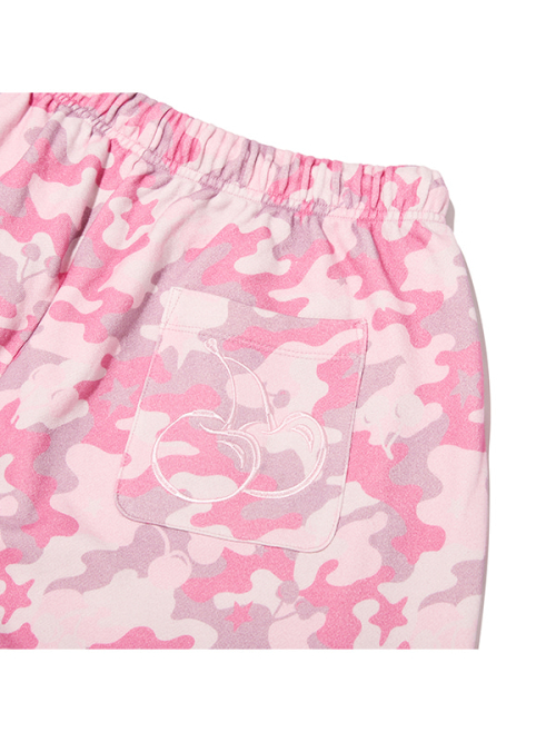 CHERRY CAMO WIDE-FIT PANTS(LIGHT PINK)