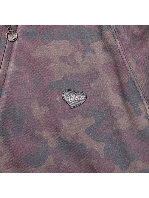 CHERRY CAMO LOOSE-FIT HOODED ZIP-UP(DARK PURPLE)
