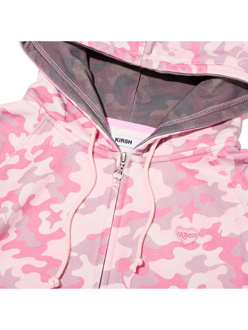 CHERRY CAMO LOOSE-FIT HOODED ZIP-UP(LIGHT PINK)