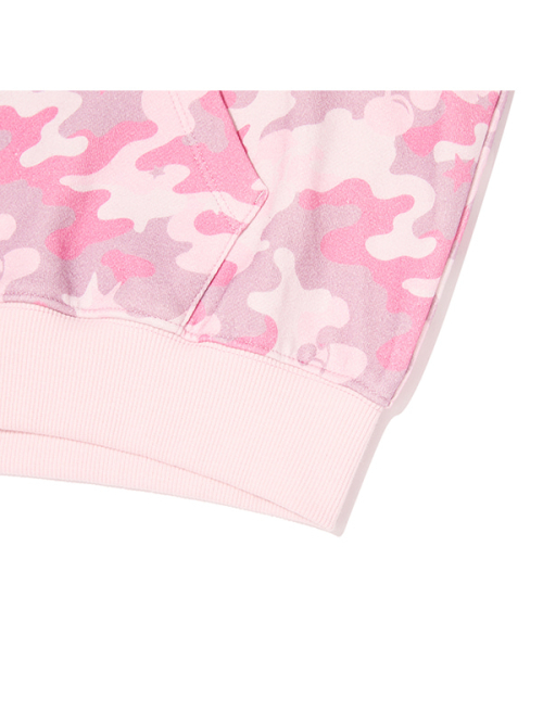 CHERRY CAMO LOOSE-FIT HOODED ZIP-UP(LIGHT PINK)