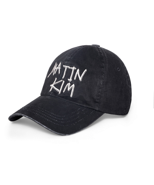 VINTAGE WASHED GRAFFITI BALL CAP IN BLACK