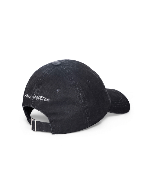 VINTAGE WASHED GRAFFITI BALL CAP IN BLACK