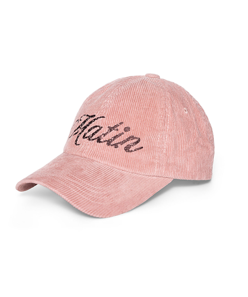MATIN CRACKED SCRIPT CORDUROY BALL CAP IN PINK