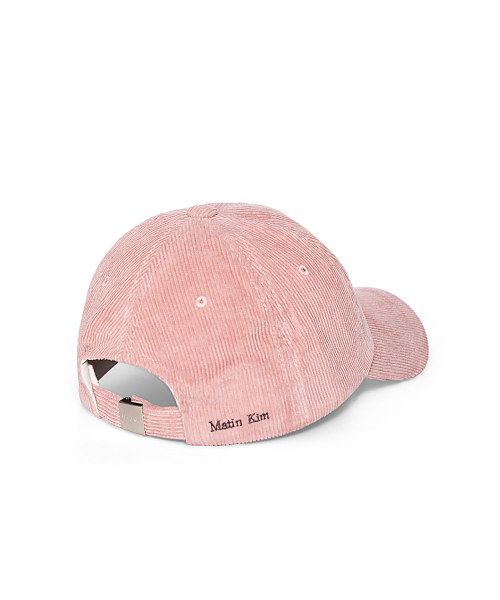 MATIN CRACKED SCRIPT CORDUROY BALL CAP IN PINK
