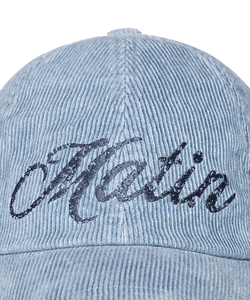 MATIN CRACKED SCRIPT CORDUROY BALL CAP IN LIGHT BLUE