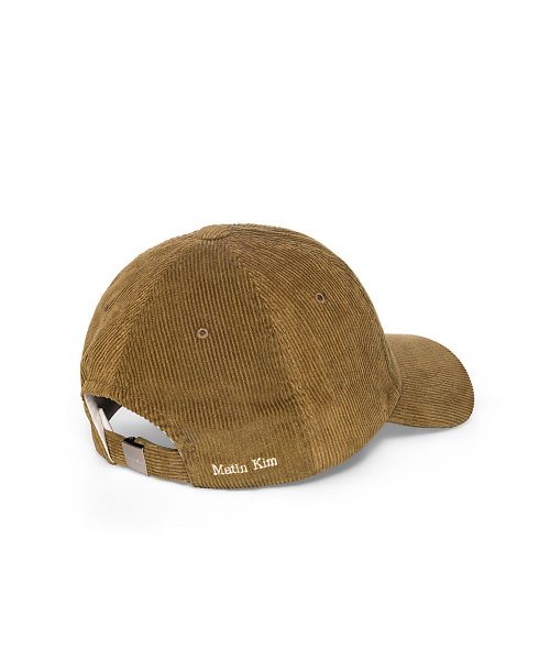 MATIN CRACKED SCRIPT CORDUROY BALL CAP IN KHAKI
