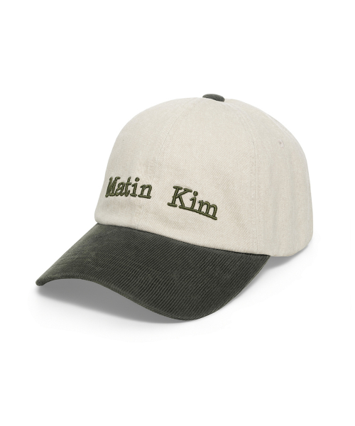MATIN CLASSIC LOGO CORDUROY BRIM BALL CAP IN CREAM