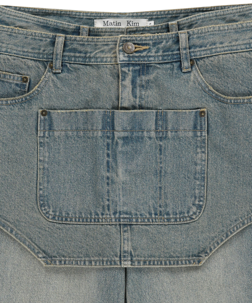 APRON LAYERED DENIM PANTS IN BLUE