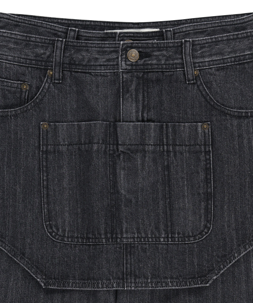 APRON LAYERED DENIM PANTS IN BLACK