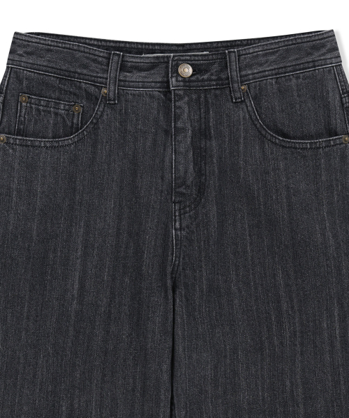 APRON LAYERED DENIM PANTS IN BLACK