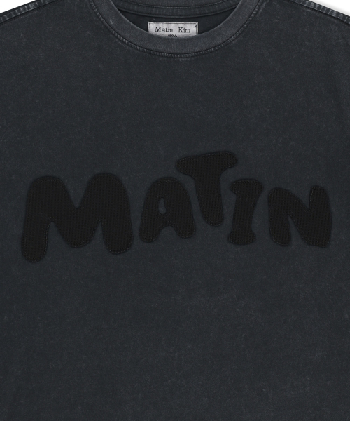 WAFFLE APPLIQUE LOGO TOP IN CHARCOAL