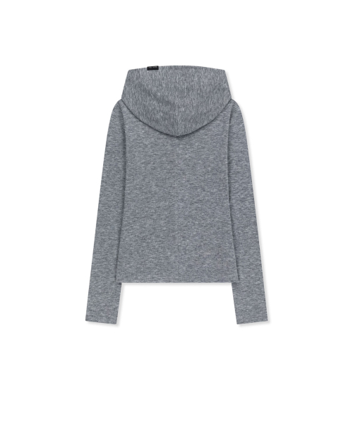 DOUBLE LAYER BUTTON HOOD TOP IN GREY