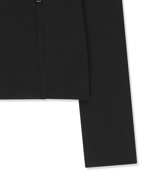 DOUBLE LAYER BUTTON HOOD TOP IN BLACK