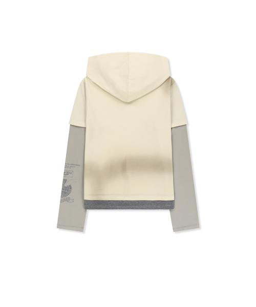 DUST WASHED LAYERED HOOD TOP IN BUTTER