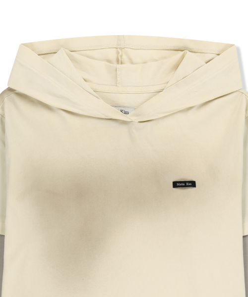 DUST WASHED LAYERED HOOD TOP IN BUTTER
