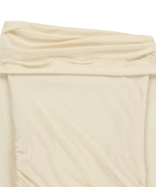 ASYMMETRIC SIDE SHIRRING TOP IN LIGHT BEIGE