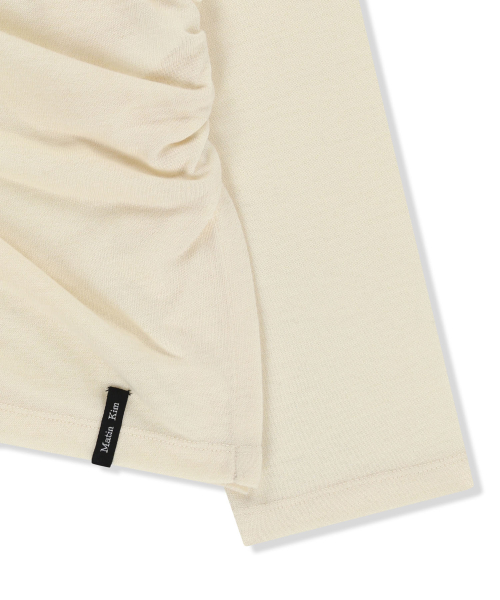 ASYMMETRIC SIDE SHIRRING TOP IN LIGHT BEIGE