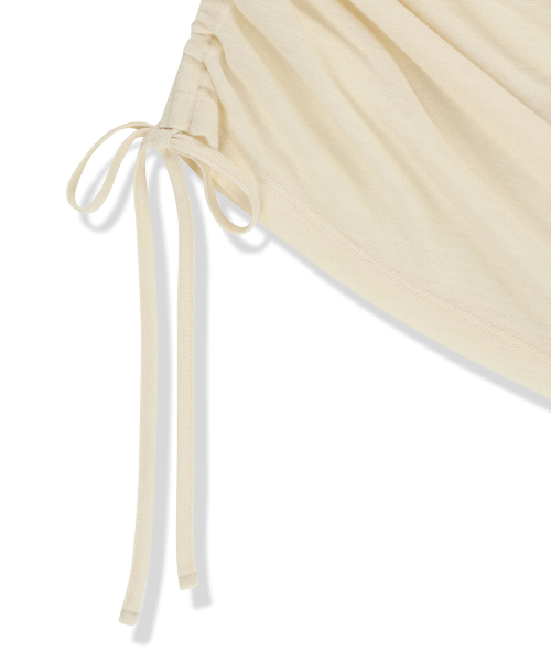 ASYMMETRIC SIDE SHIRRING TOP IN LIGHT BEIGE