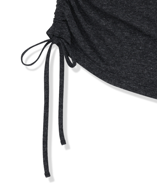 ASYMMETRIC SIDE SHIRRING TOP IN CHARCOAL