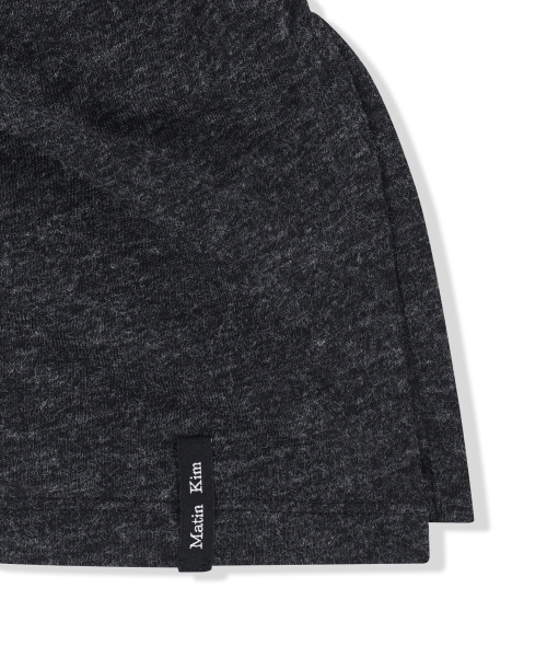 ASYMMETRIC SIDE SHIRRING TOP IN CHARCOAL
