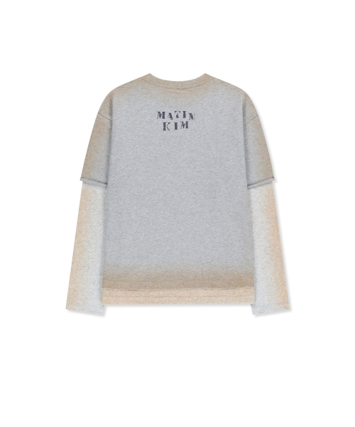 DUST WASHED LOGO LAYERED TOP IN GREY