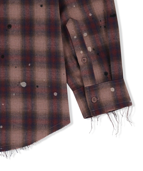 PAINT EFFECT FLANNEL CHECK SHIRT IN INDIAN PINK